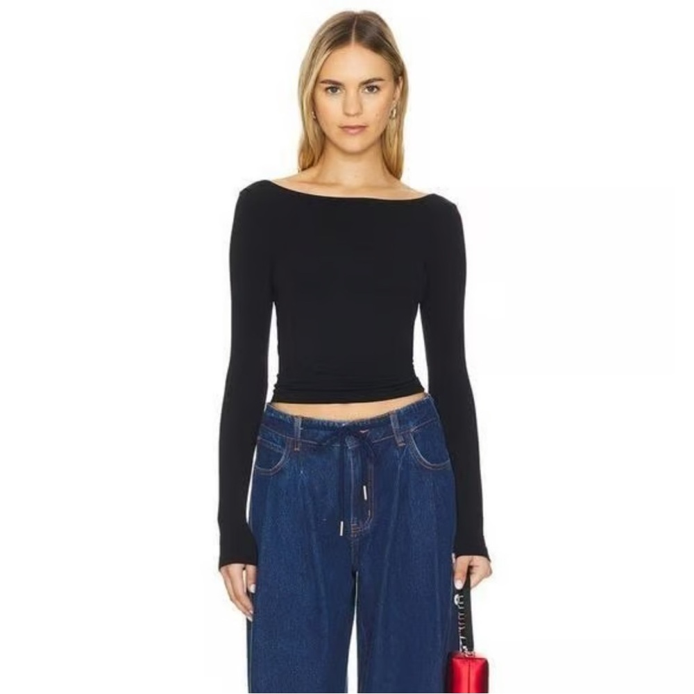 Free People Intimately Free Low Back Long Sleeve Navy Top